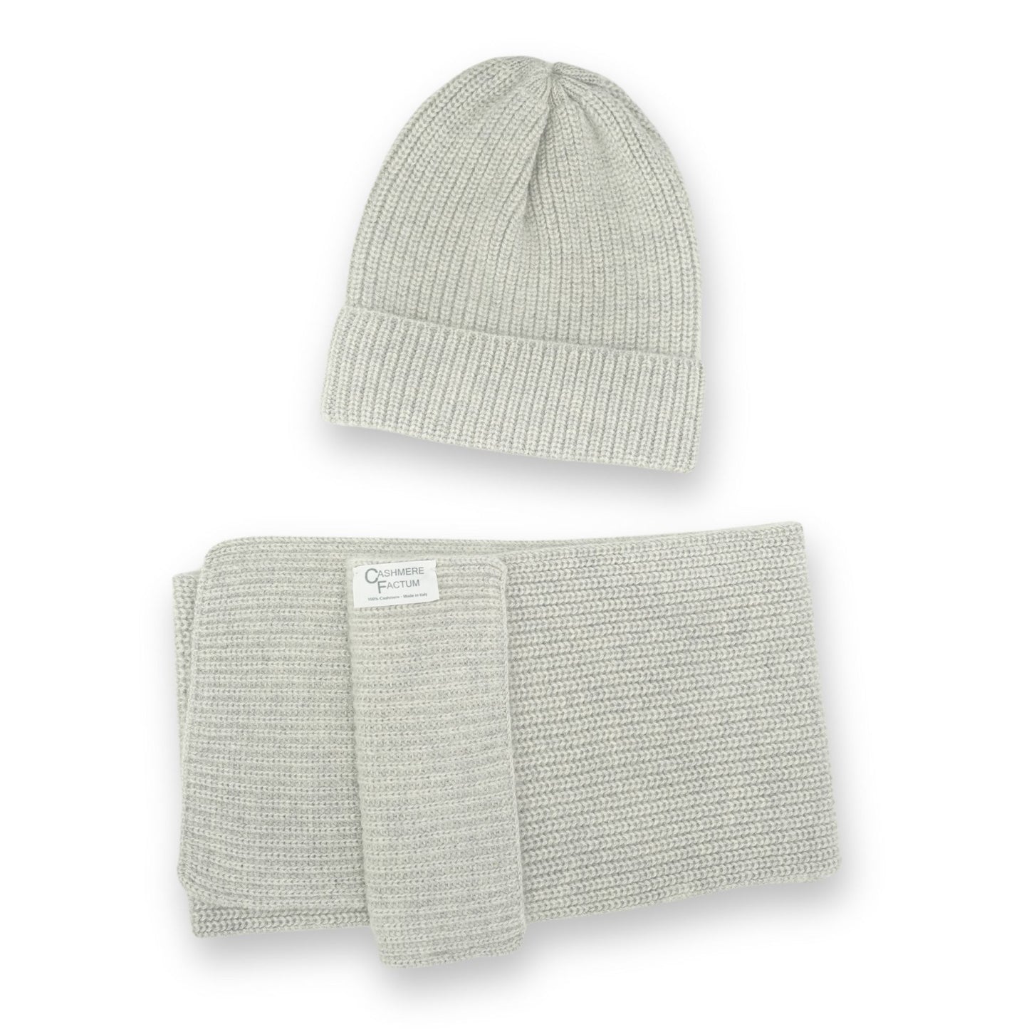 Cashmere Set: Babymütze + Schal in Rippenstrick