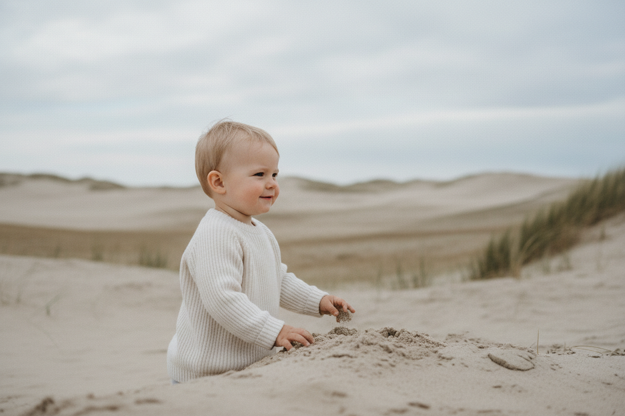 Babysweater Offwhite Lifestyle - korrekte Länge