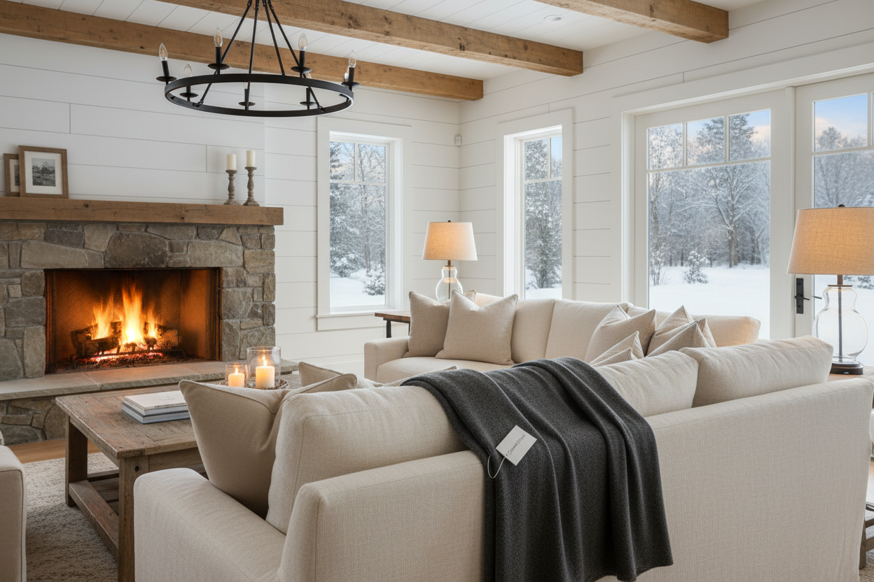 Dunkelgraue Kaschmirdecke - Modern Farmhouse