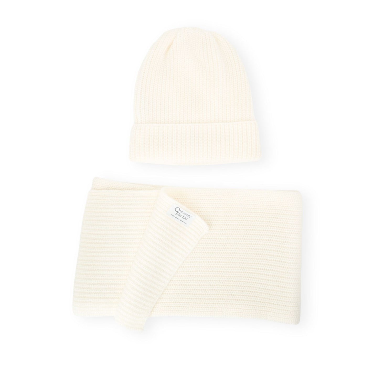 Cashmere Set: Babymütze + Schal in Rippenstrick