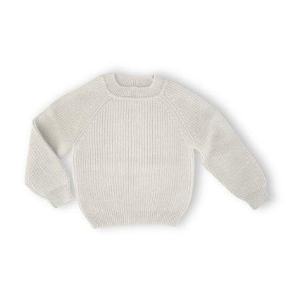Produktfoto, Babysweater,  ca. 9-18 Monate, Rippenstrick, 1 rechts-1 links gestrickt, Raglanarm, Rundhalsausschnitt, 100 % Cashmere, sehr helles Grau, Pastellton