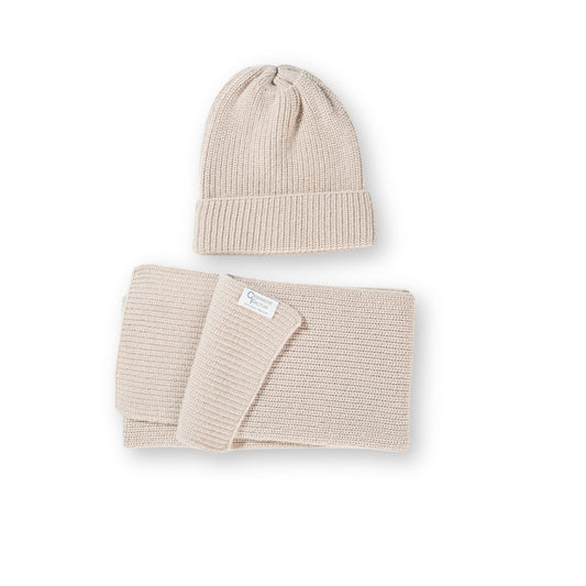 Cashmere Set: Babymütze + Schal in Rippenstrick
