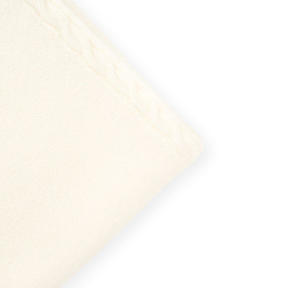 Detailfoto, Kaschmirdecke, Babydecke, Detail Zopfrand, 100 % Cashmere, 80 x 85 cm, Offwhite