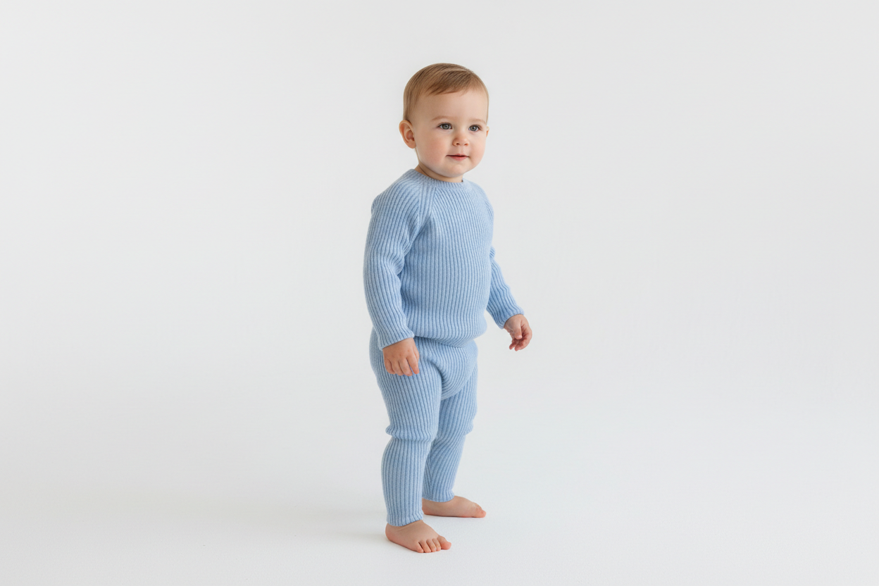 Babysweater + Legging Hellblau - Rippenstrick