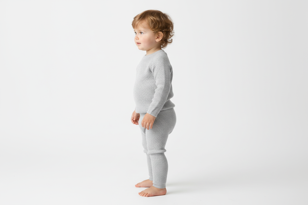 Babysweater + Legging Hellgrau meliert - ohne Knopf