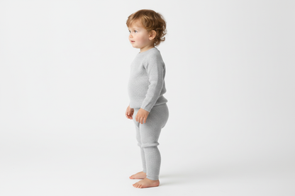 Babysweater + Legging Hellgrau meliert - ohne Knopf