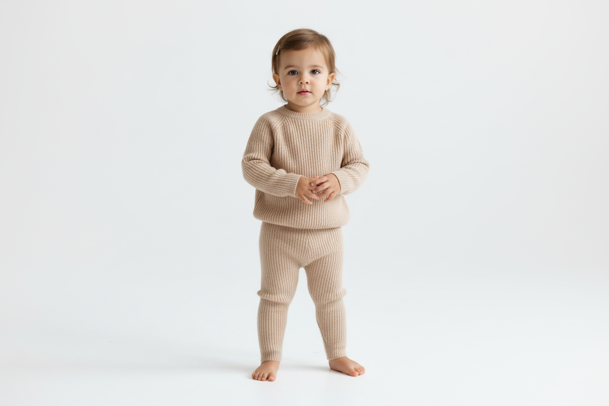 Babysweater + Legging Sandbeige - Rippenstrick